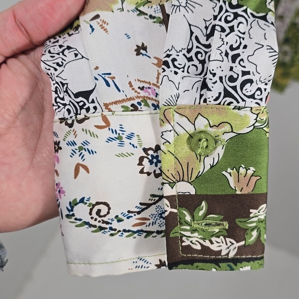 {Joie} Green Floral Popover Blouse Top - Size Small - Picture 9 of 16